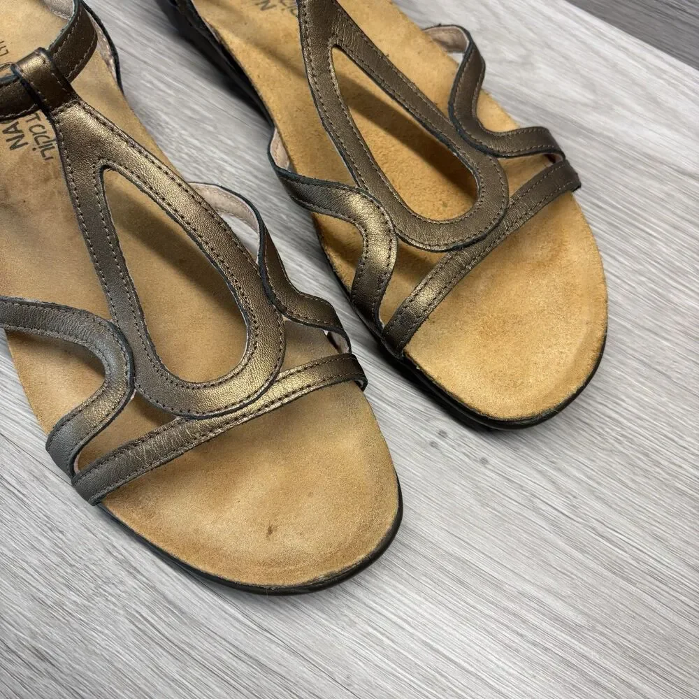 Naot Womens 42 US 11 Dorith Bronze Strappy Leather Sandals Boho Grecian Handmade